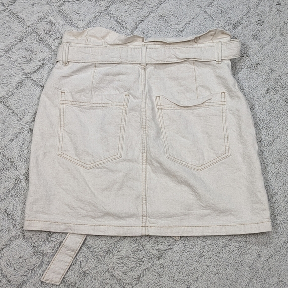 Free People Skirt Women's 6 White Oatmeal Splendor In The Grass Denim Belt - Picture 9 of 9